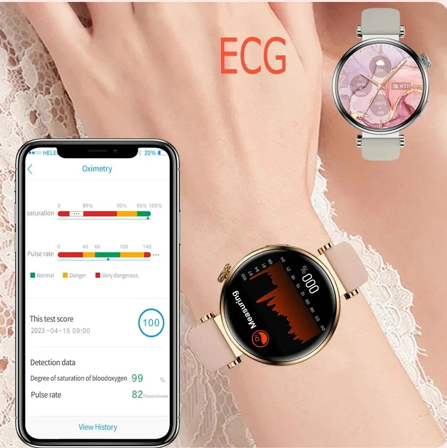 2024 New Bluetooth Call Smart Watch Women Blood Sugar Blood Oxygen Monitoring Watch 200 MAH Battery lP68 Waterproof Smartwatch