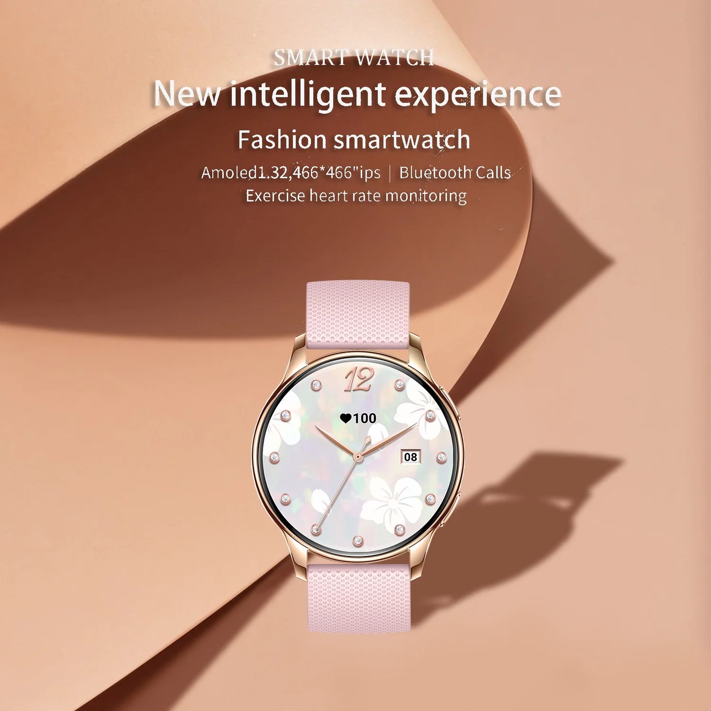 2024 Fashion Smart Watch for Women Lady Health Monitoring 1.32inch Screen IP67 Waterproof BT Calling Diamond Fashion Smartwatch