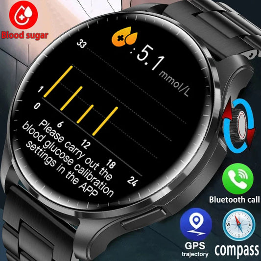 For Huawei Health Monitor Smart Watch Men Heart Rate Blood Sugar AMOLED 360*360 HD Screen Bluetooth Call SmartWatch 2024 New+Box