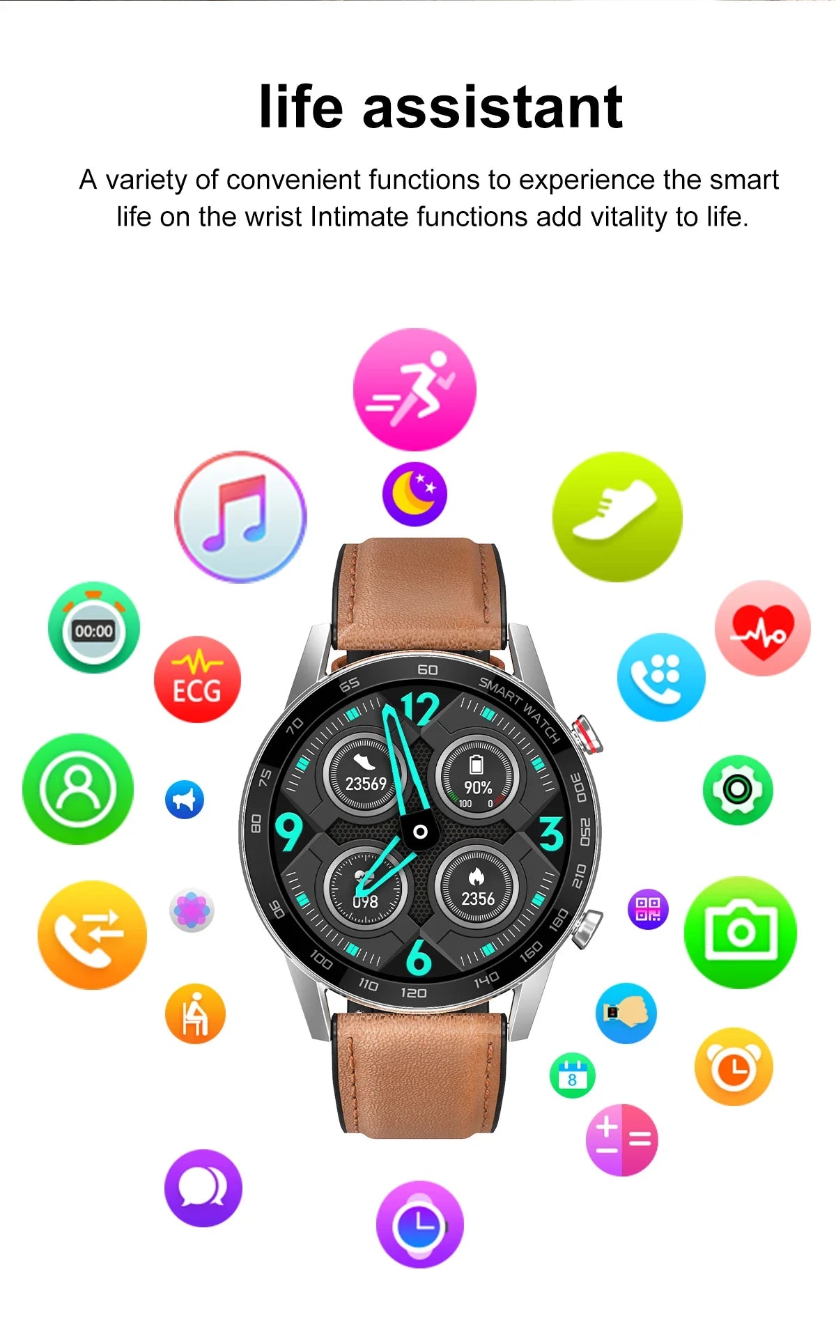 2024 New Bluetooth Call Smart Watch Men Waterproof Sport Fitness Tracker Weather Display Man Smartwatch For Huawei IOS GT3 Watch