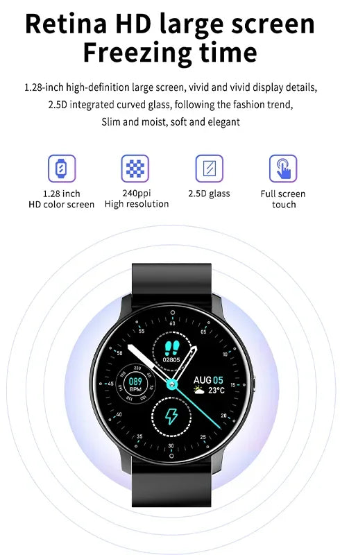 ZL02D Men Smart Watch Full Touch Screen Fitness Tracker IP68 Waterproof Sports Women Smartwatch for Xiaomi Huawei IOS Phone 2024