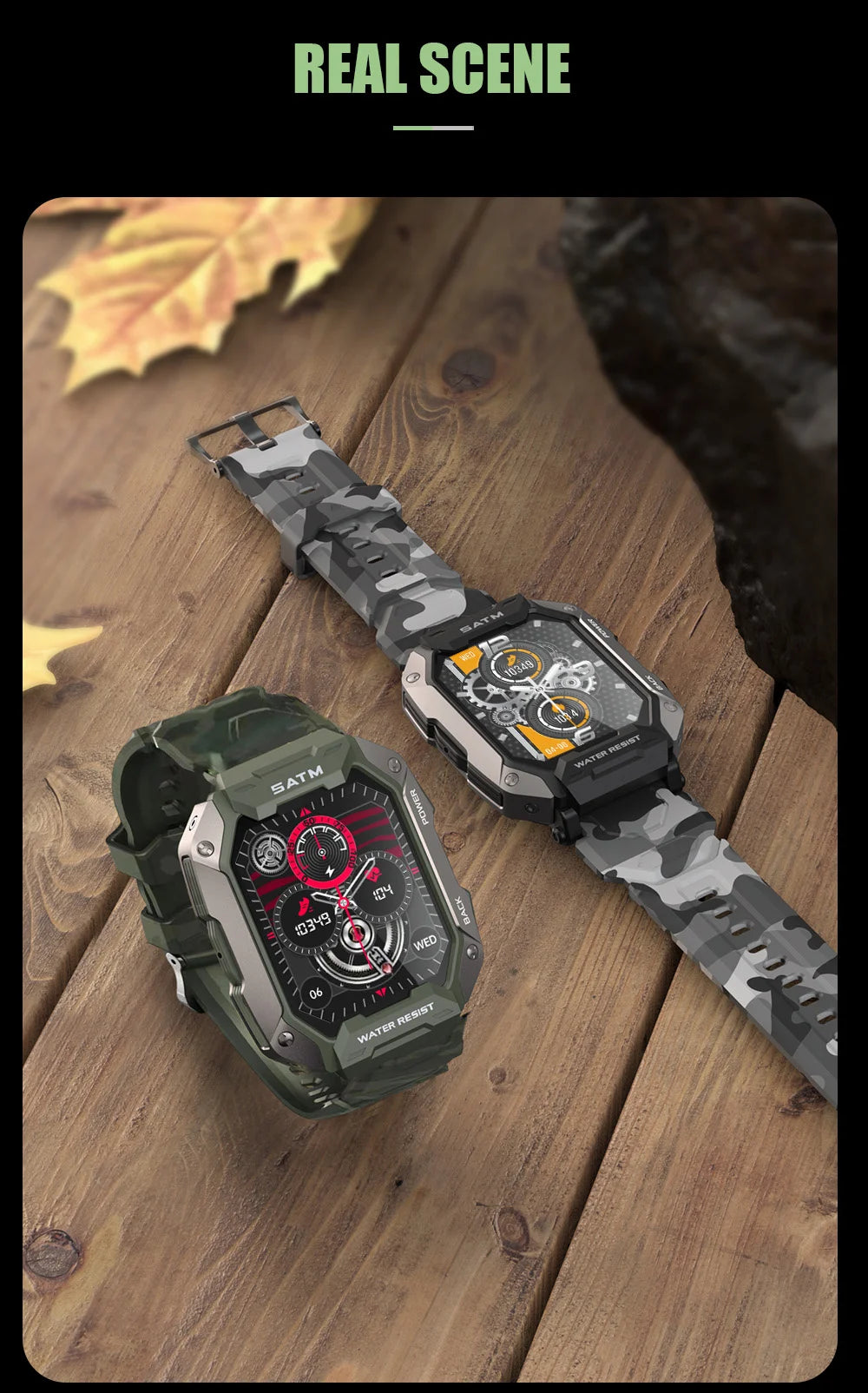 Rugged Military Outdoor Smart Watch Men 2024 for Android Xiaomi Ios Sports Waterproof Watches Fitness Clock Call Smartwatch C20