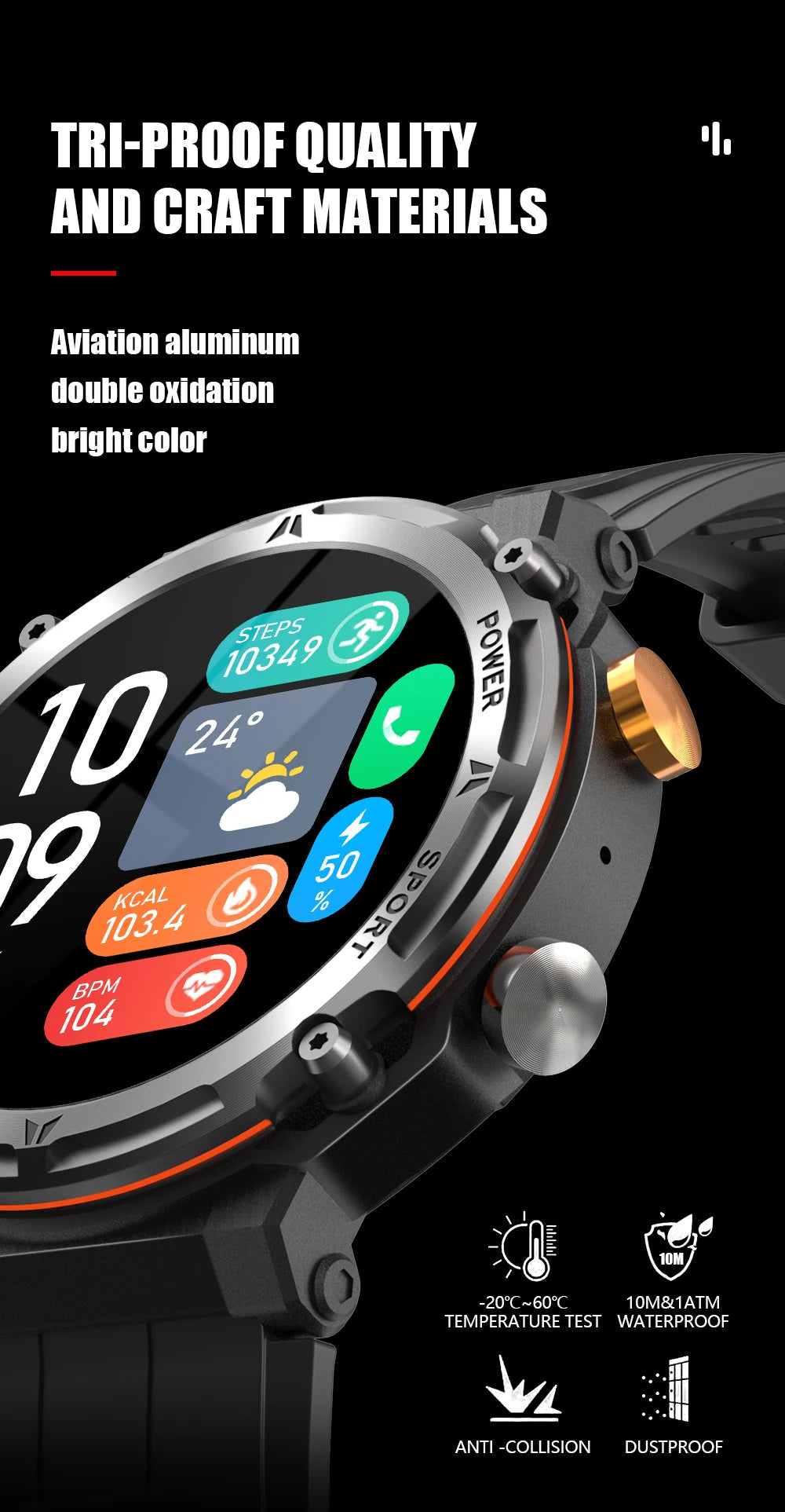 2024 Original Military Smartwatch Bluetooth Call Fitness Sports Waterproof Smart Watch for Men Women Xiaomi Apple Android Phones