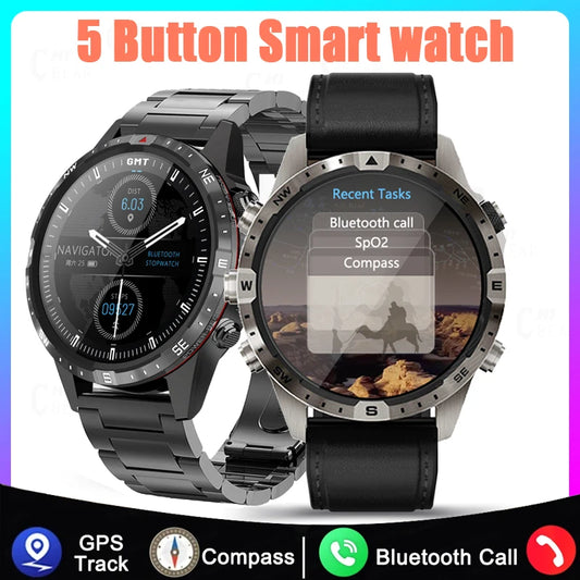 5 keys Compass NFC Sports Smart Watch Man 1.6 Inch HD Screen Men Bluetooth Call Smartwatch 100+Sport Modes Rugged Watch 2024 New