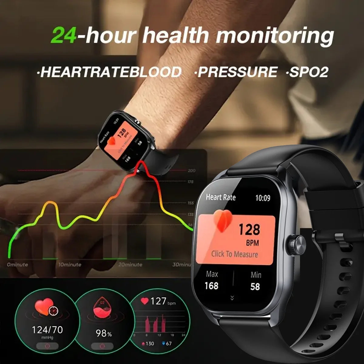 SENBONO 2024 New Smart Watch 2.01" Full Screen Bluetooth Call Fitness Tracker Heart Rate Monitor Sport Smartwatch for Men Women