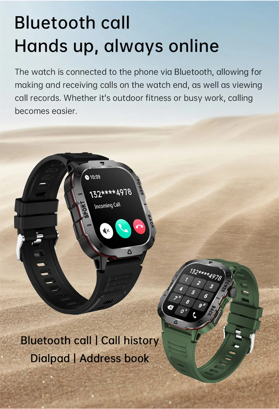 2024 New Sturdy Military Smartwatch Men Outdoor Watch 2.01Inch HD Screen AI Voice Bluetooth Call Smart Watch Men For Android IOS