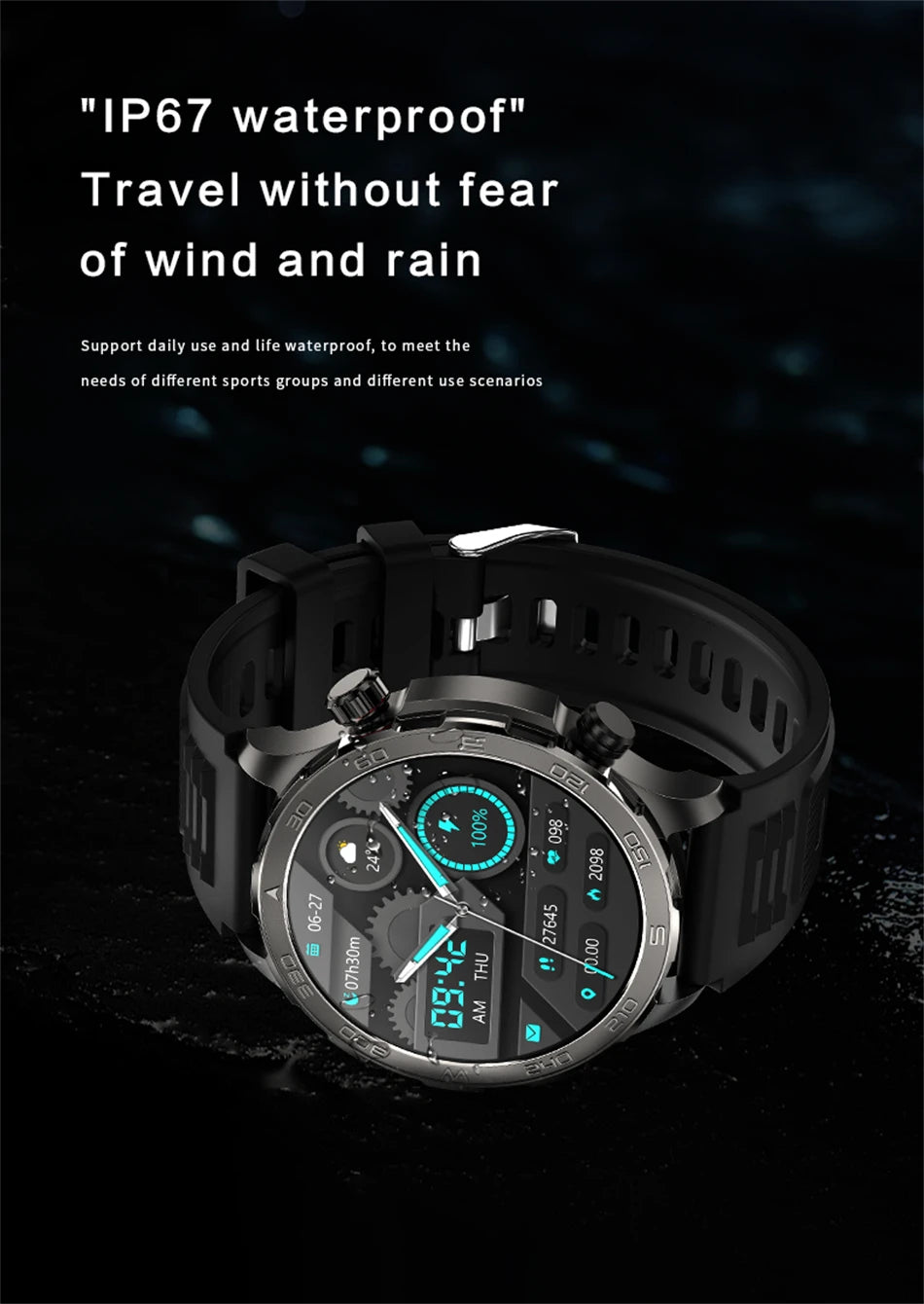 2024 New Compass SmartWatch Men Sports Fitness Tracker Health Monitoring Waterproof Bluetooth Call Voice Assistant Smart Watch