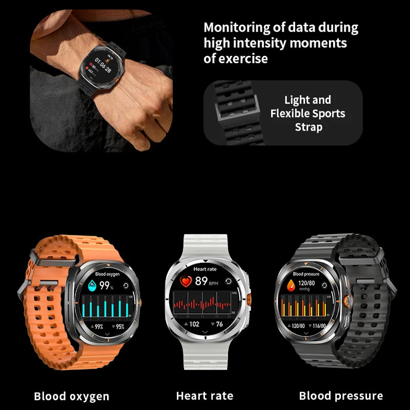 2024 AMOLED Ultra Smartwatch Men Health Monitoring Compass Sports Long battery life Bluetooth Call Woman Smart Watch For Samsung