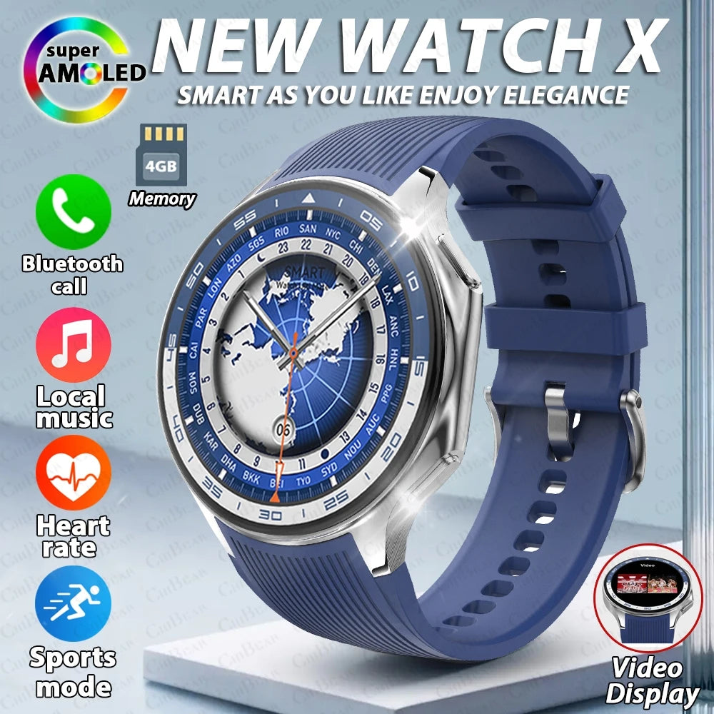 2024 New Smartwatch Men 3D Surround Vision Waterproof Smart Watch 4GB RAM AMOLED Screen Video Music Bluetooth Call Smart Watch