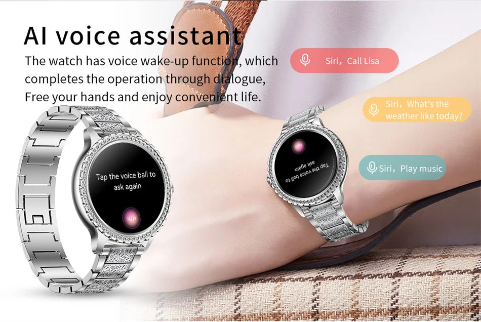 2024 New 360*360 HD Screen Diamond Bracelet Smartwatch Women Health Monitoring Waterproof Bluetooth Call Fashion Smart Watch Men