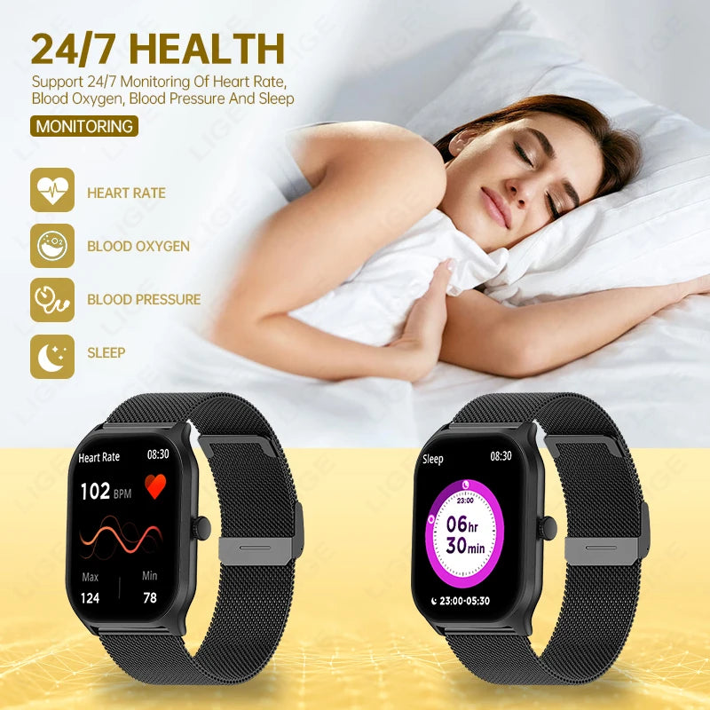 LIGE 2024 Men Women Smart Watch Bluetooth Call Smartwatch Fitness Tracker Sport Wrist Watches 2.01'' HD Screen Smart Bracelet