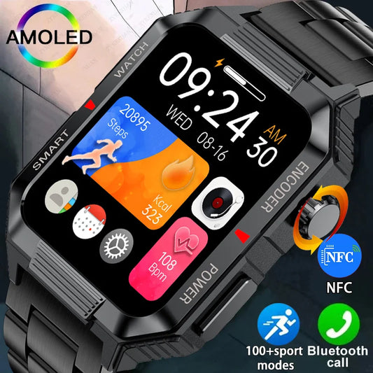 2024 New NFC Smart Watch Men 100+Sportmodes Bluetooth Call Voice Assistant Watch Sports Fitness Waterproof Smartwatch For Xiaomi