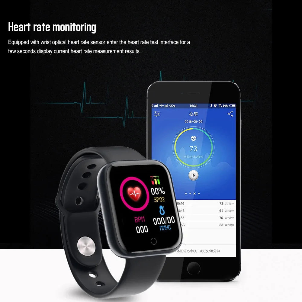 Y68 Smartwatch Fitness Bracelet Heart Rate Monitoring Reminder Step Counting Information Push Sleep Analysis D20 Sport Smartband