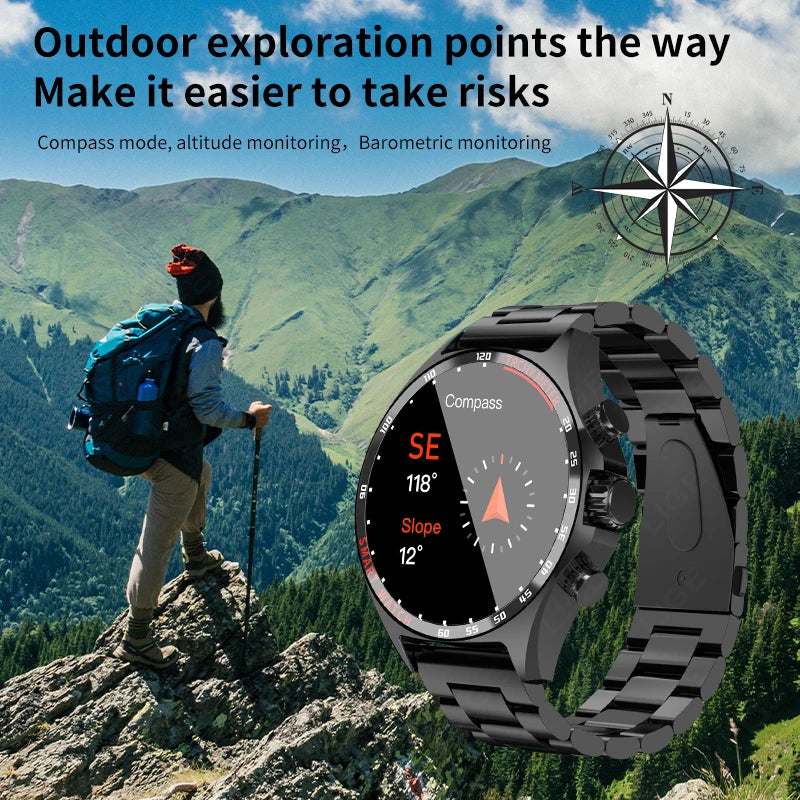 2024 NFC Access Control Compass Positioning Smart Watch Men Waterproof Smartwatch Outdoor Sports Fitness Watch For Android IOS