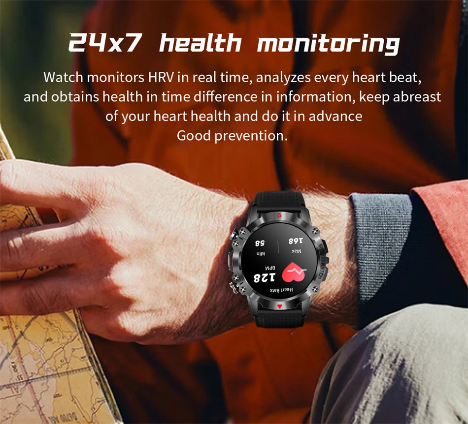 2024  AMOLED HD Screen Watch Bluetooth Call Smartwatch Waterproof Outdoor Sports Tracker 450 mA Battery fashion Men Smart Watch