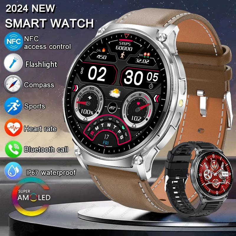 2024 New For Xiaomi Outdoor Military Smartwatch Men GPS Track Bluetooth Call IP67Waterproof Compass LED Lighting Men SmartWatch