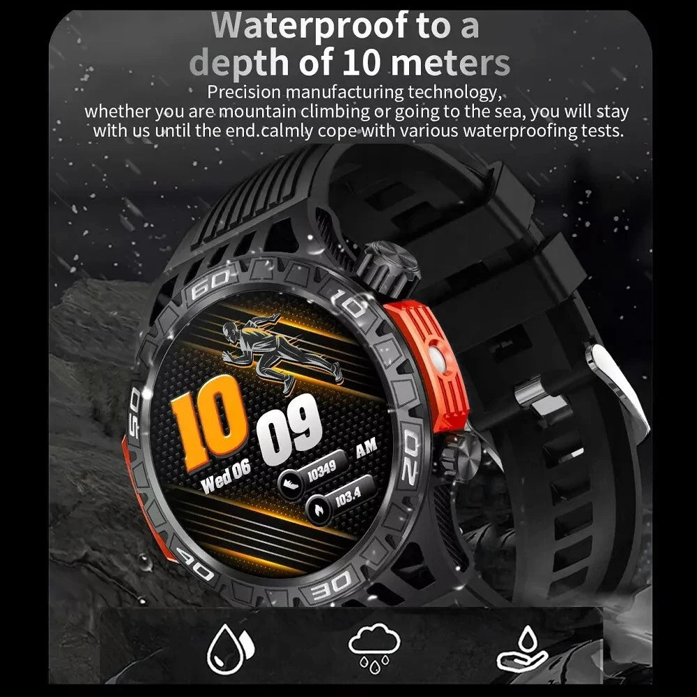 New Smart Watch Men With LED Flashlight Sports Fitness Watch IP68 Waterproof Health Monitoring Bluetooth Call Smartwatch 2024