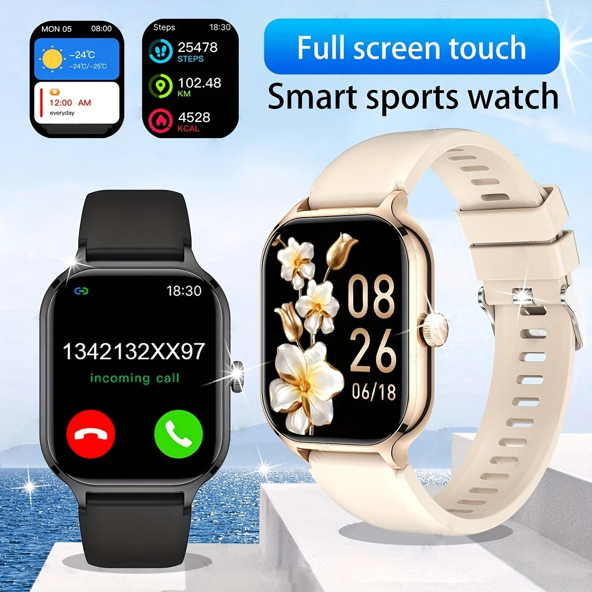 2024 Smartwatch For Men Women 2.01 inch Display Rotate Button Smarthwhatch Bluetooth Answer Call reloj hombre Sports Smart Watch