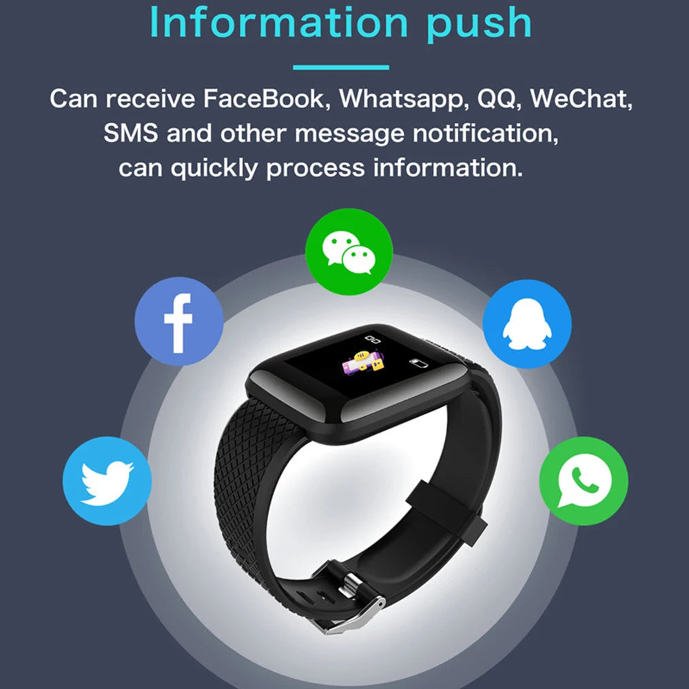 116plus Waterproof Smart Watch Smart Bracelet Step Counting Multi Sport Mode Message Reminder Heart Rate Monitor Blood Pressure