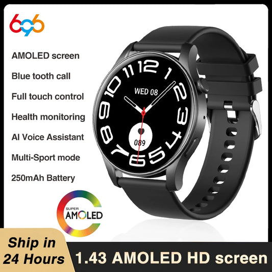 Smart Watch Sports For Women Men 2024 Blue Tooth Call 1.43'' AMOLED Screen Waterproof Heart Rate Voice Assistant Smartwatch