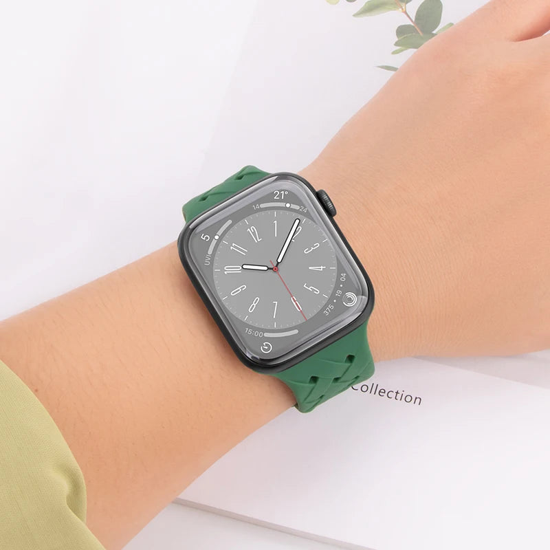 Braided Silicone Strap For Apple Watch 9 Band 41mm 45mm Woman 38mm 44mm 40mm 49mm 42mm Bracelet Correa iWatch 8 7 3 4 5 6 Ultra