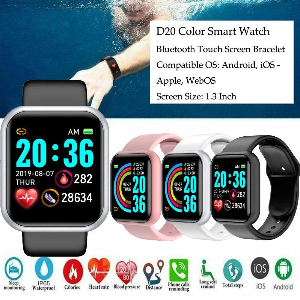 D20 Children Kids Smart Watch Boys Girls Sports Men Women Smartwatch Blood Pressure Smart Clock Child Fitness For Android IOS