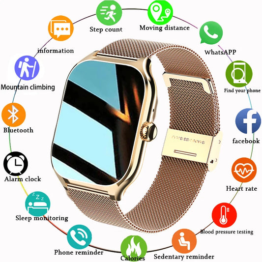 For Android IOS Watch 2.3 INCH Color Screen Full Touch Custom Dial Smart Watch Women Bluetooth Call 2024 NEW Smart Watch Men