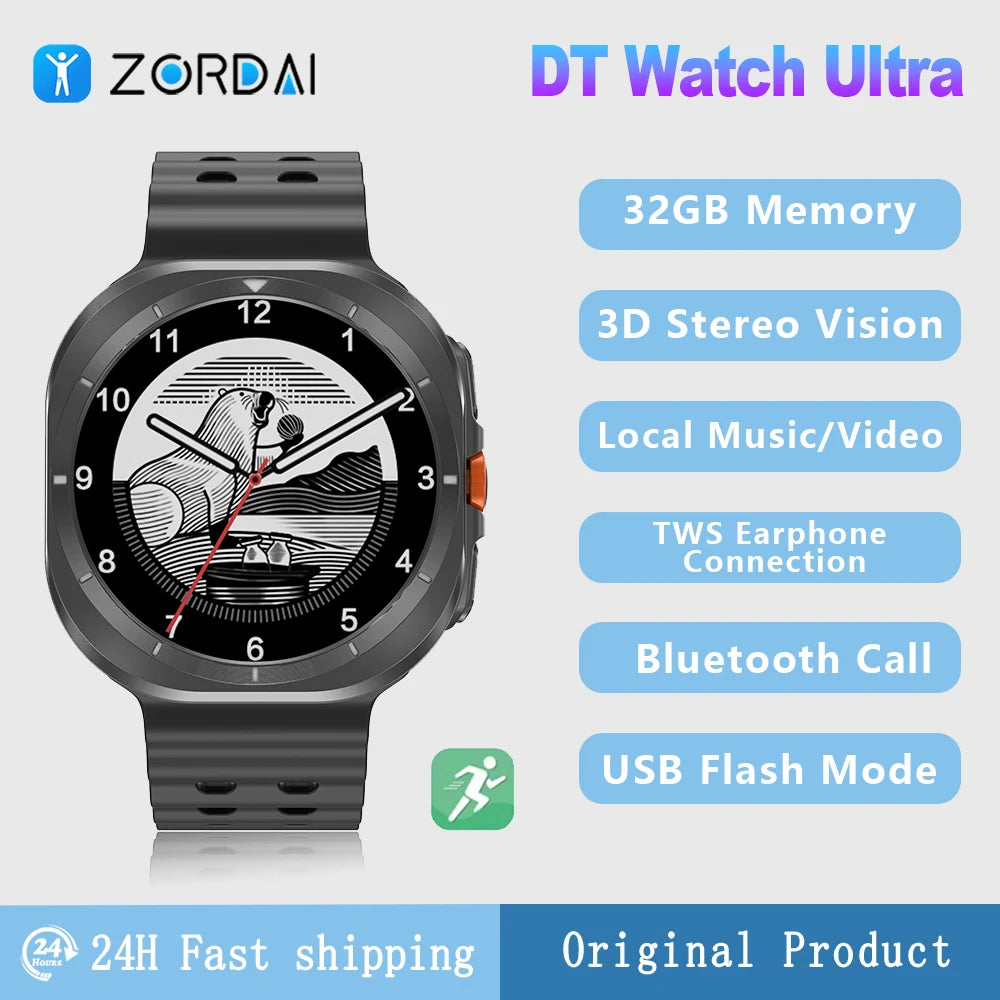 2024 DT Watch Ultra 47mm Smart Watch for iPhone Samsung Galaxy Phone 32GB ROM Video Player Men Women Sport Smartwatch NFC