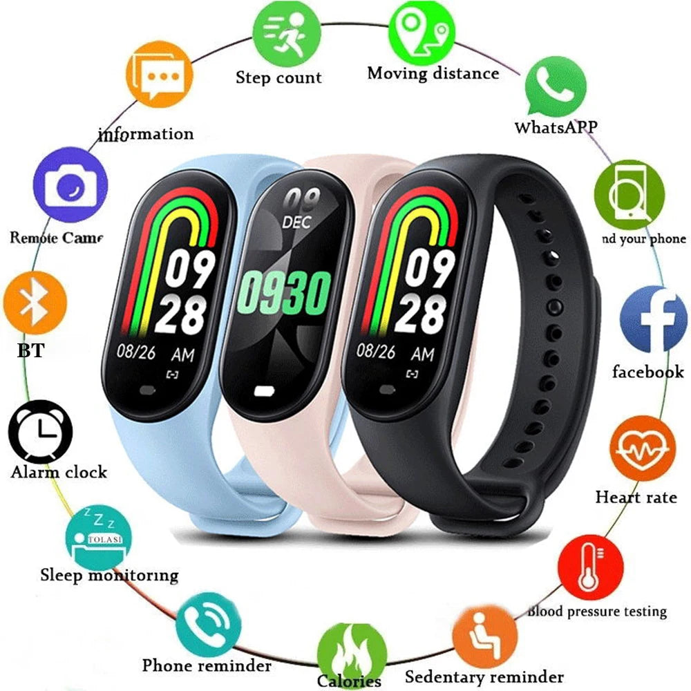 2023 M8 Smart Watch Color Screen Step Counting Multi Sport Mode Message Reminder Photography Music Remote Control Smart Band