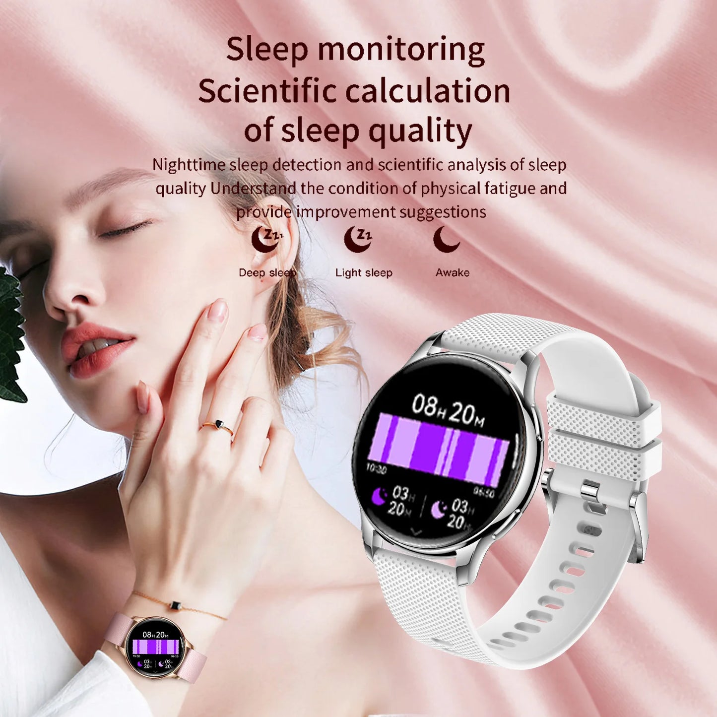 2024 Fashion Smart Watch for Women Lady Health Monitoring 1.32inch Screen IP67 Waterproof BT Calling Diamond Fashion Smartwatch