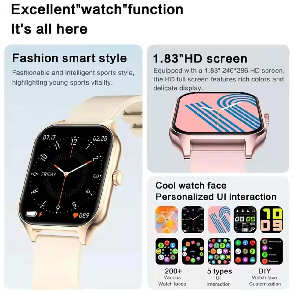 2024 New Bluetooth Call Smart Watch Women Music Fitness Sports Watch Sleep Monitor 1.83 Inch Full Touch Screen Women SmartWatch