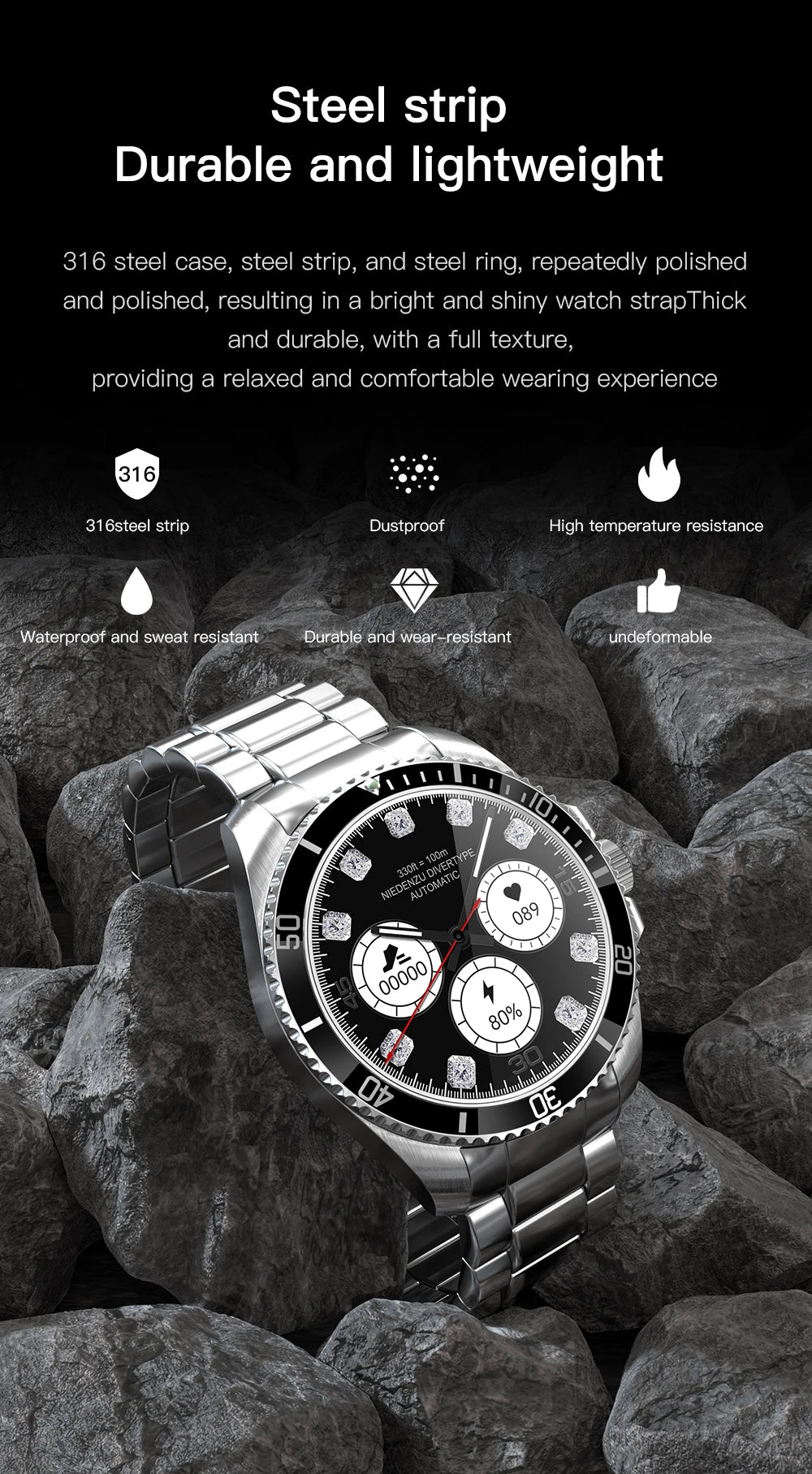 New  Fashion R1 Smartwatch 2024 Round Screen Metal Band Ip67 Waterproof Bluetooth Call Heart Rate Sport Wristband For Men R1 Pro