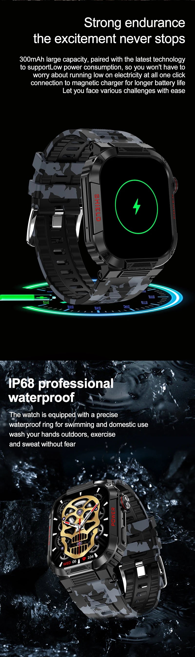 TK25 Sport Smart Watch 2.02 inch IPS Screen Bt Call IP68 Three Proof Outdoors Intelligent Rotating For Men 2024 Reloj Smartwatch