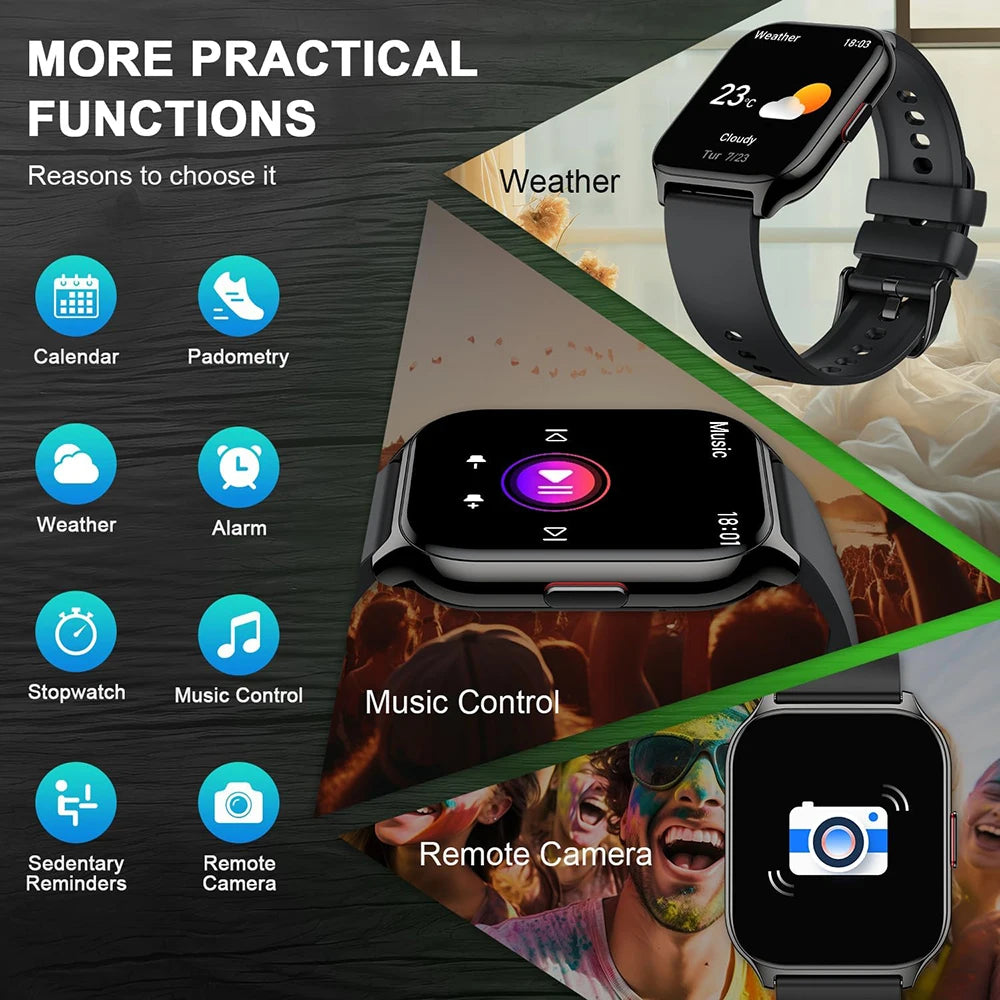 IUTECH P95 Smart Watch For Men Women 2.01Inch Bluetooth Call Wrist Watches Waterproof Swim Sports Weather Electronic Smartwatch