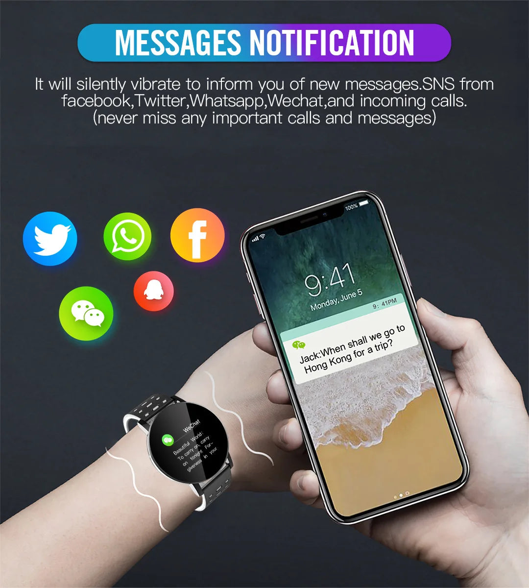 119 Plus Smart Watch Men Women WaterproofBluetooth Fitness Tracker Smartband Custom Wallpaper Sports Smartwatch for Android IOS