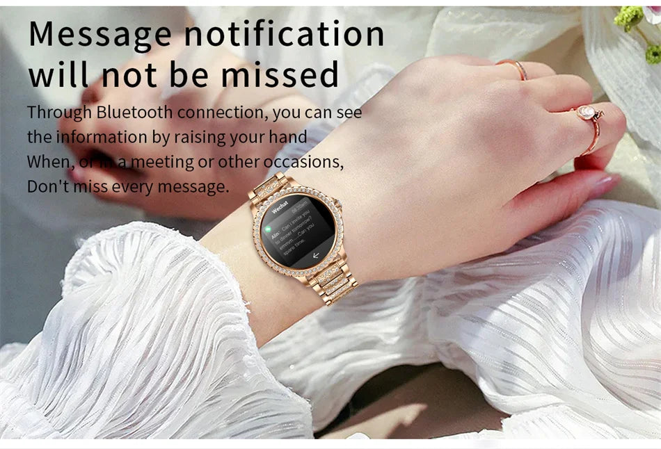 2024 New 360*360 HD Screen Diamond Bracelet Smartwatch Women Health Monitoring Waterproof Bluetooth Call Fashion Smart Watch Men