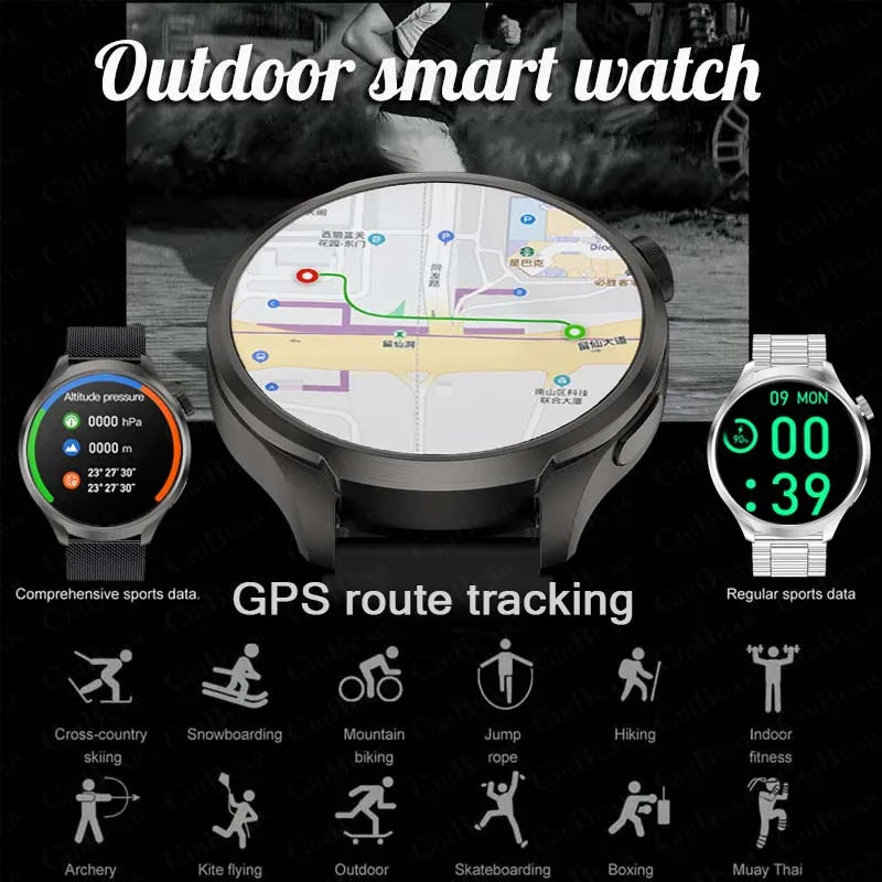 For Huawei Xiaomi New GPS Track Smart Watch Men 1.85 inch Compass Heart Rate Fitness Watches NFC Bluetooth Call Smartwatch 2024