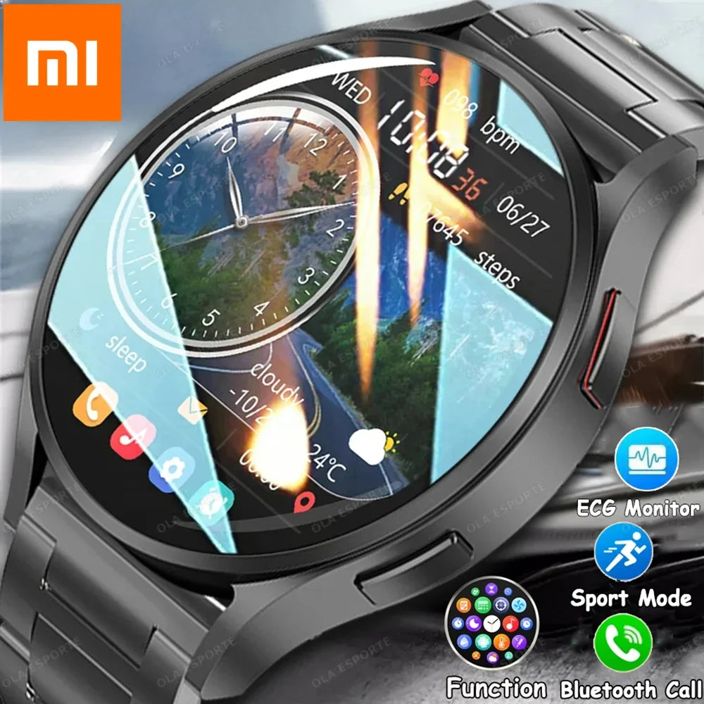 Xiaomi 2024 Galaxy 6 AMOLED Smart Watch Men Blood Glucose Bluetooth Call NFC GPS Tracker Waterproof Men Smart Watch