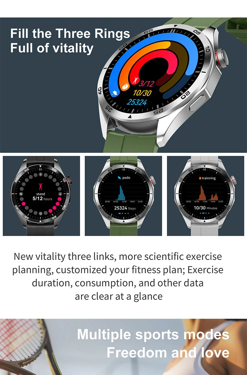 2024 Fitness Smart Watch For Men Android Touch Screen Heart Rate Blood Pressure Watch with Earbuds Earphone AH19 for Man women