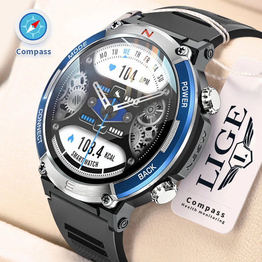 LIGE 2024 Bluetooth Call Fitness Smartwatch for Android, iOS Sport Watches Men Women Smart Watch with Health Monitoring/Compass