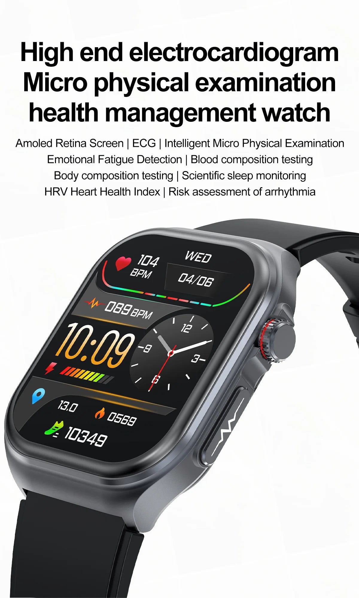 AMOLED ECG Smart Watch Men Blood Glucose Pressure Watches NFC Ip68 Waterproof 530mAh Uric Healthy Fitness  Smartwatch Women 2024