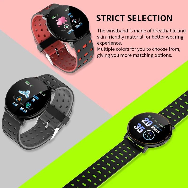 119 Plus Smart Watch Men Women WaterproofBluetooth Fitness Tracker Smartband Custom Wallpaper Sports Smartwatch for Android IOS