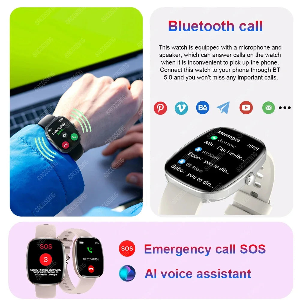 2024 Bluetooth Call Smart Watch NFC Function Weather display  Waterproof Sport Watch For Women Men Blood pressure Smartwatch