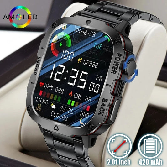 2024 New Rugged Military GPS Smart Watch Men AMOLED HD Screen Heart Rate Bluetooth Call Waterproof Outdoor SmartWatch For Xiaomi