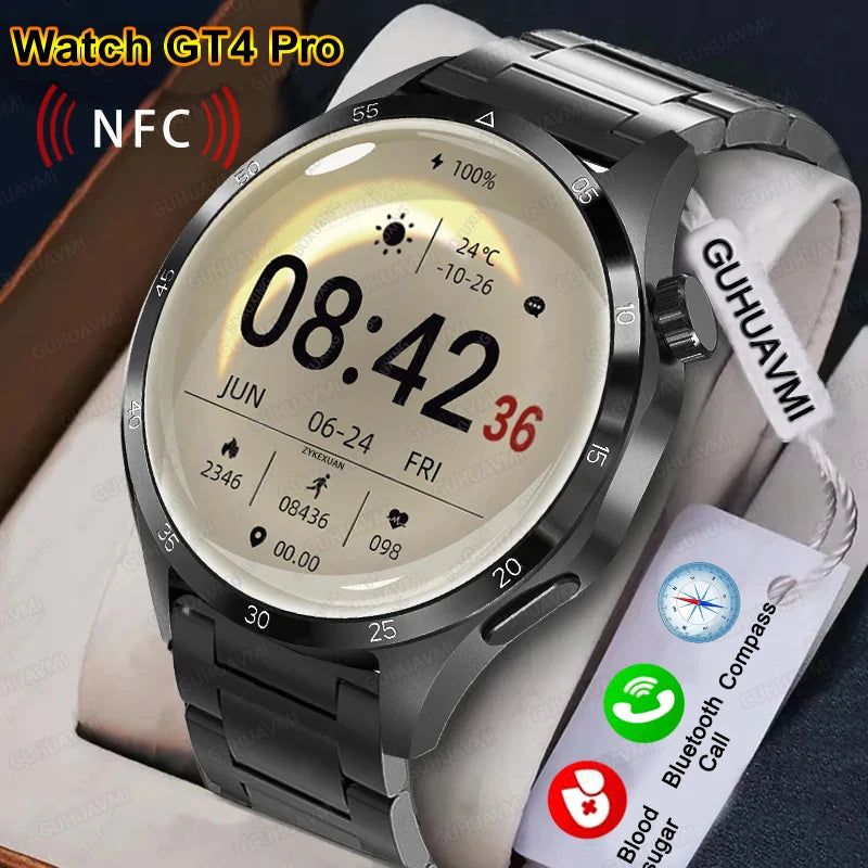 For Huawei GT4 Smart Watch Men Watch 4 Pro AMOLED HD Screen Bluetooth Call NFC Health Monitoring Smartwatch 2024 New Watch GT4