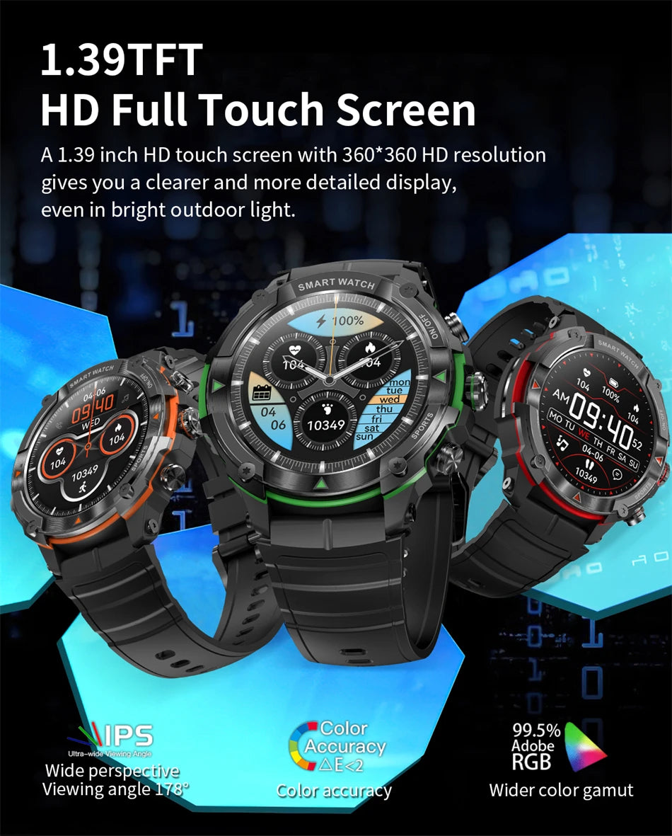 2024 New Men Smartwatch outdoor sports smart watch Bluetooth call IP68 waterproof health monitoring watch adult 420 mAh battery