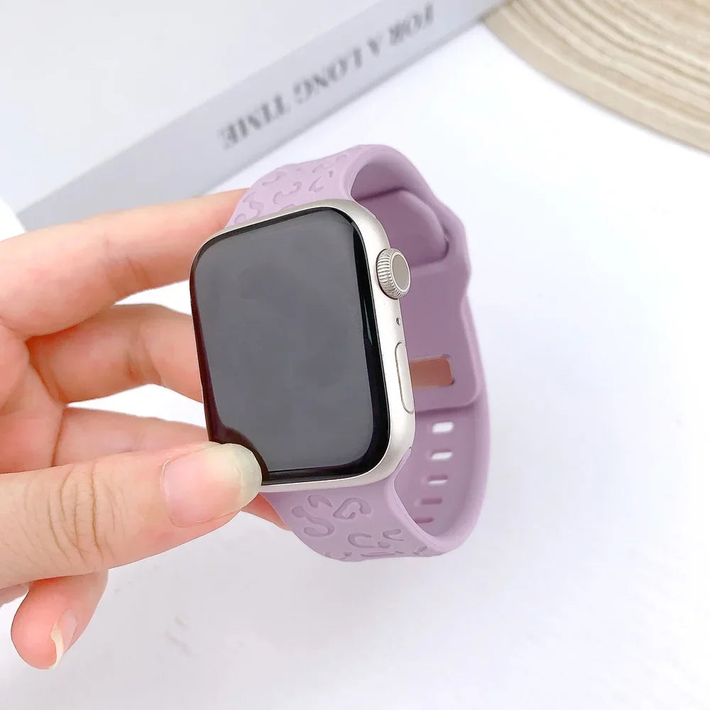 Engraved Silicone Strap for Apple Watch Band Ultra 2 49mm 45mm 44mm 42mm 41mm 38 40mm Bracelet for Iwatch Series 9 8 7 6 SE 5 4