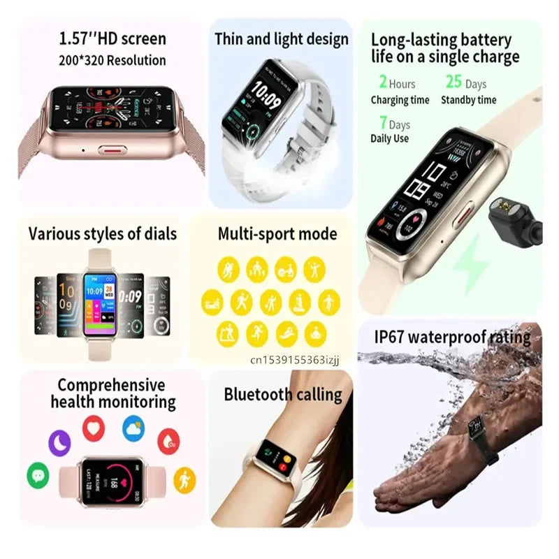 2024 New Smart Bracelet Watch Health Monitoring BT Calling AI Voice Smartwatch Sport Fitness Tracker for  Men Women