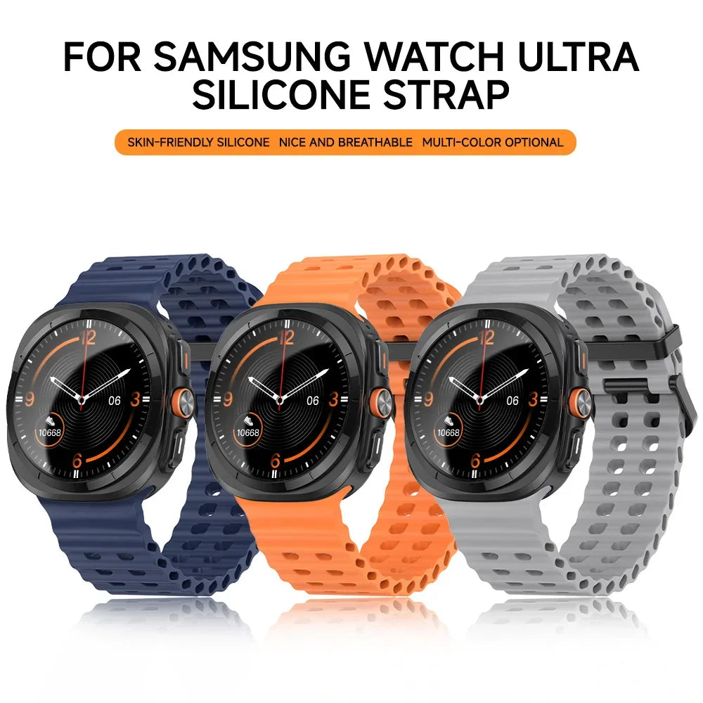 Breathable Strap For Samsung Galaxy Watch 7 Ultra 47mm Silicone Smart Wristband Bracelet Wrist Band Watch7 Accessories Case