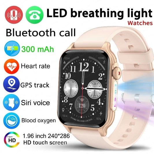 LED Breath Light Smartwatch Men Heart Rate Sport Fitness Watch Waterproof Bluetooth Call SmartWatch Men For Android IOS 2024 New